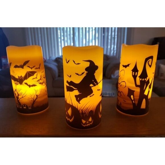 New Halloween Flameless Flickering LED Candles with 6-Hour Timer - Picture 1 of 1